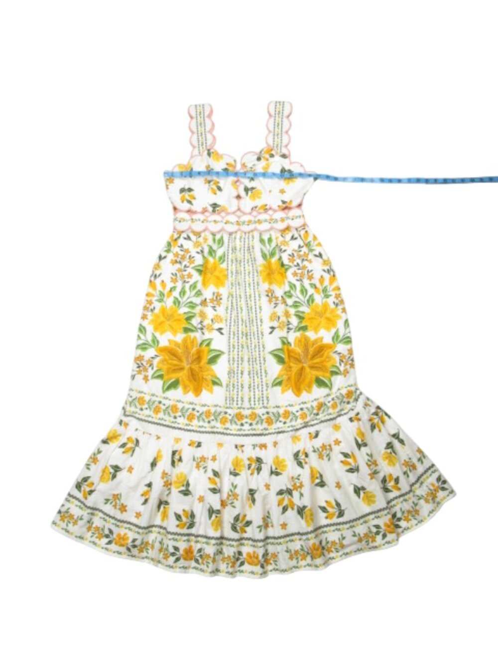 Farm Rio x Anthropologie Sleeveless Scallop-Trim Printed Midi Dress S - Picture 5 of 15
